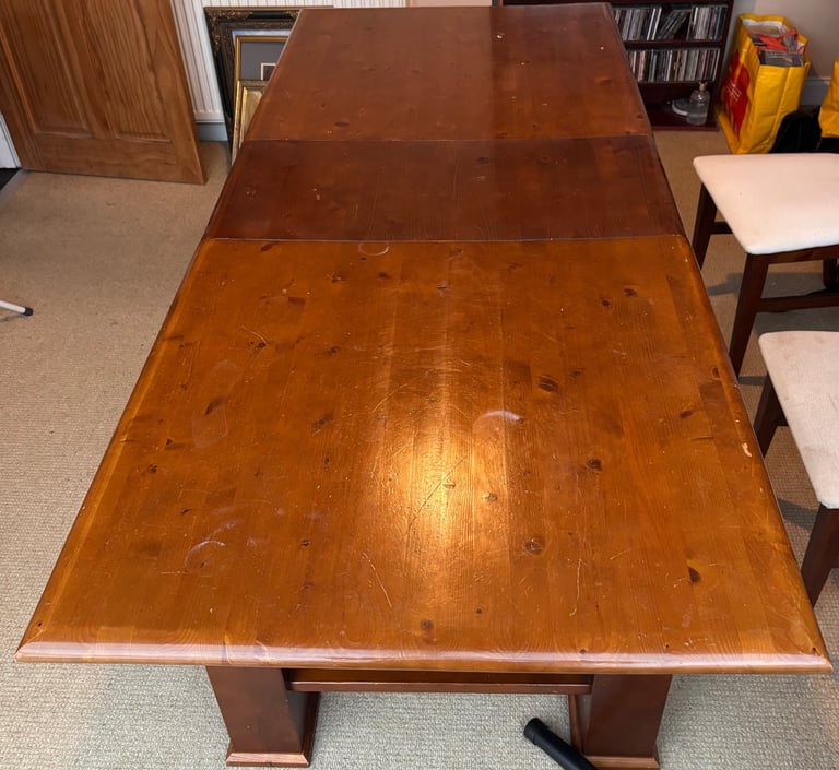 Extendable Mahogany Dining Table | Solid Wood | Curved Edge | Seats 6–8 | Free New Top