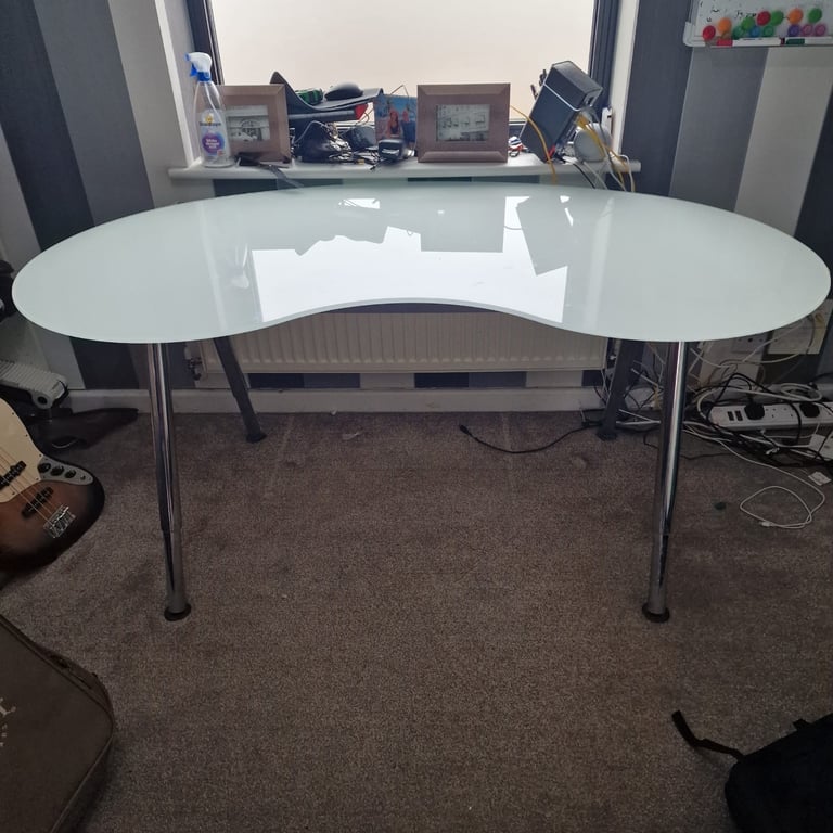 Ikea glass Galant kidney shaped desk 