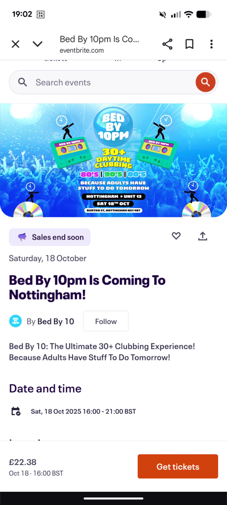 bed by 10pm ( daytime clubbing ) 