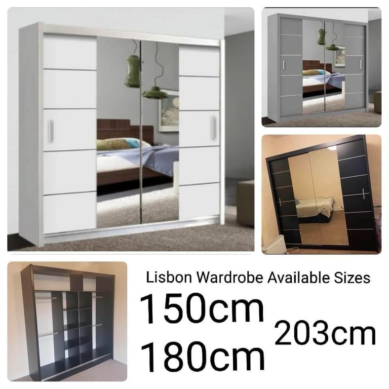 GUARANTEED PRICE- BRAND NEW 2 3 DOOR GERMAN SLIDING TWO THREE DOOR WARDROBE IN 4 COLORS *