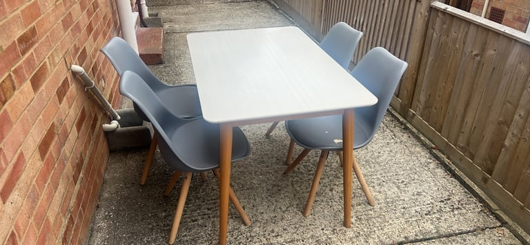White Dining Table and 4 Grey Chairs Set of 4 Kitchen Dining Set - Grey. Can deliver.