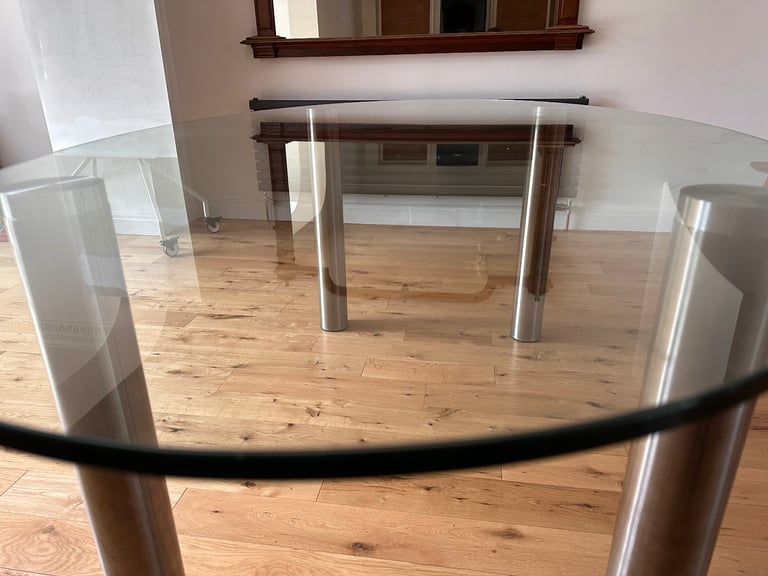 image for Modern Oval Glass Dining Table – £150