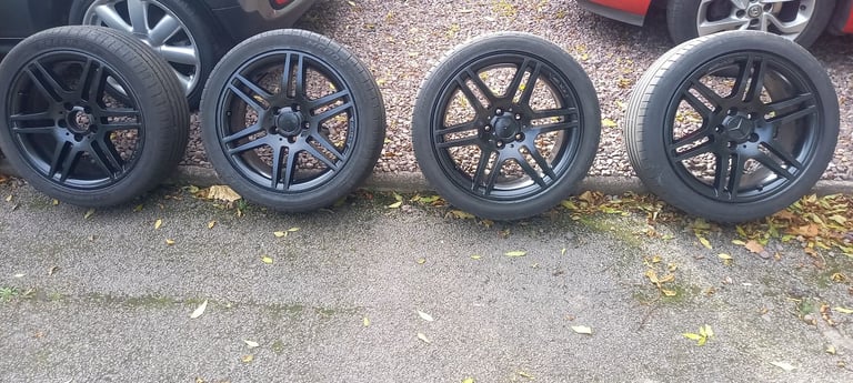 image for Mercedes 17in  amg alloy wheels and tyres set 4 in black 5 stud fitment 