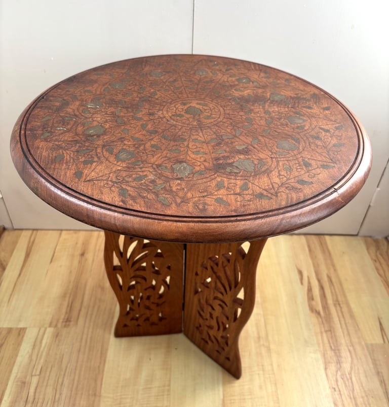 Anglo Indian Folding Carved Side Table Coffee Table