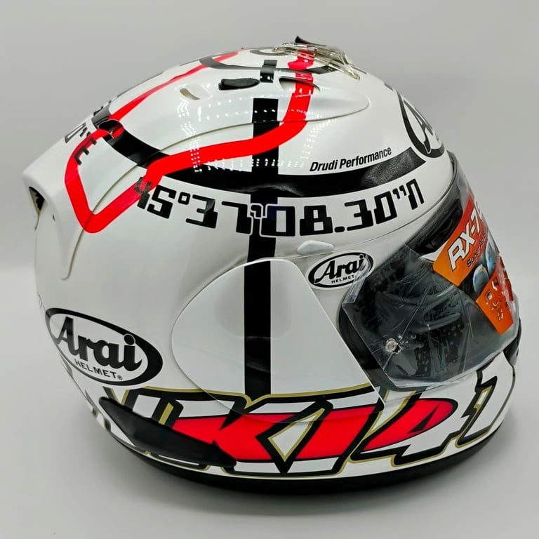 RARE COLLECTORS ITEM - #ARAI RX-7 MOTORCYCLE HELMET - NORIYUKI HAGA MONZA WHITE