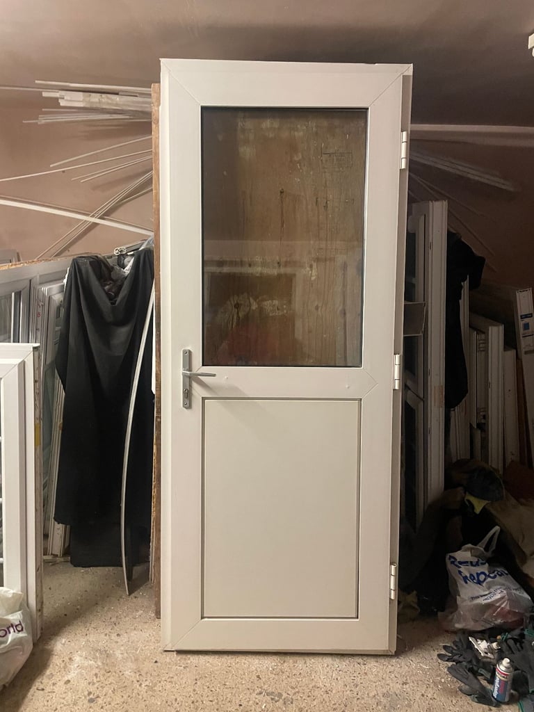 image for UPVC DOOR 207 x 84.5 cm - UPVC DOUBLE GLAZED DOOR - CLEAR GLASS (REF: DX192)