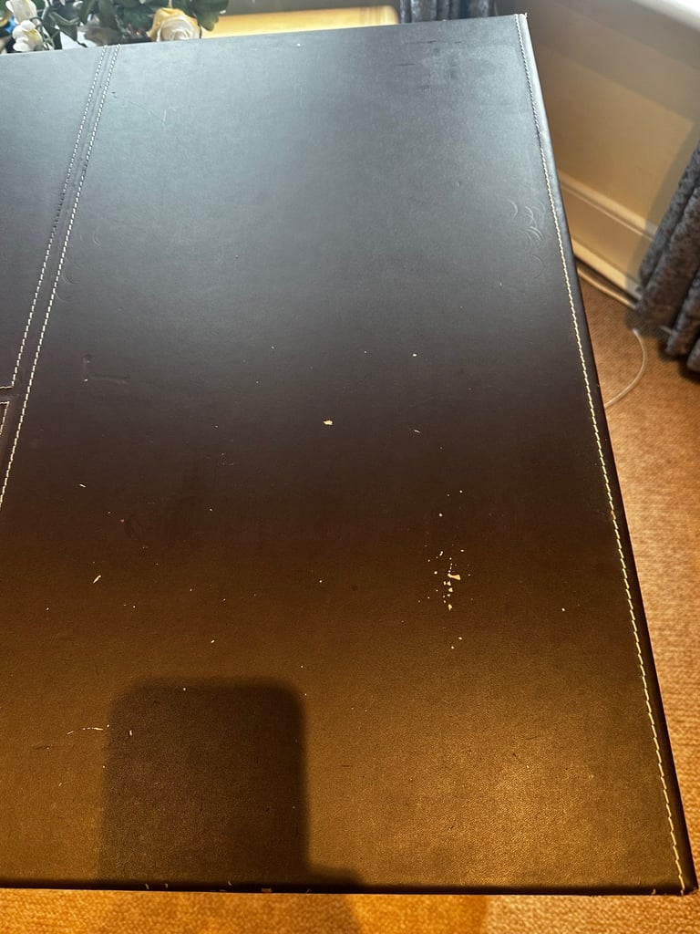Large Faux Leather brown desk with 3 drawers