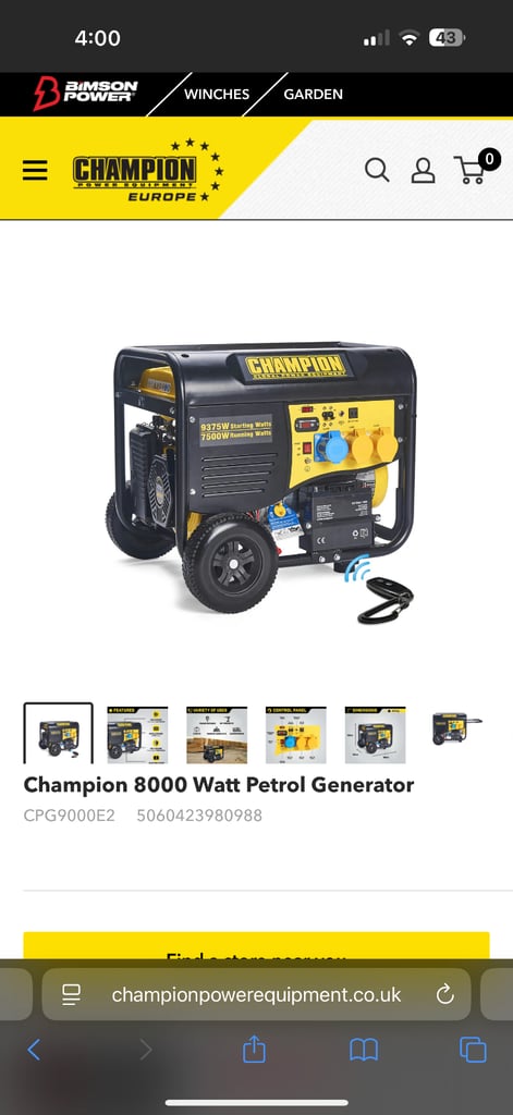 Champion 8000W 459cc Petrol Generator