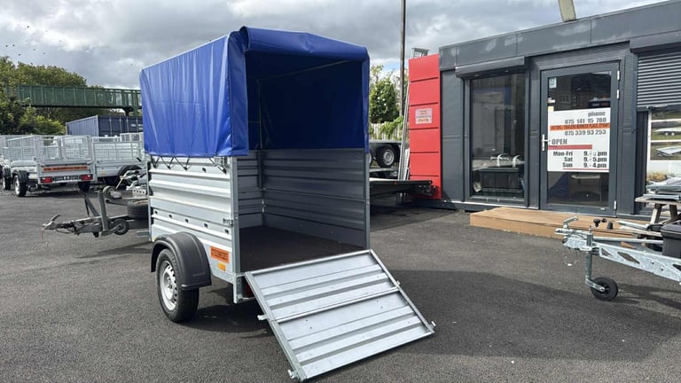 BRAND NEW 5ft x 4ft SINGLE AXLE DOUBLE BROADSIDE TRAILER WITH 80CM FRAME AND COVER 750KG