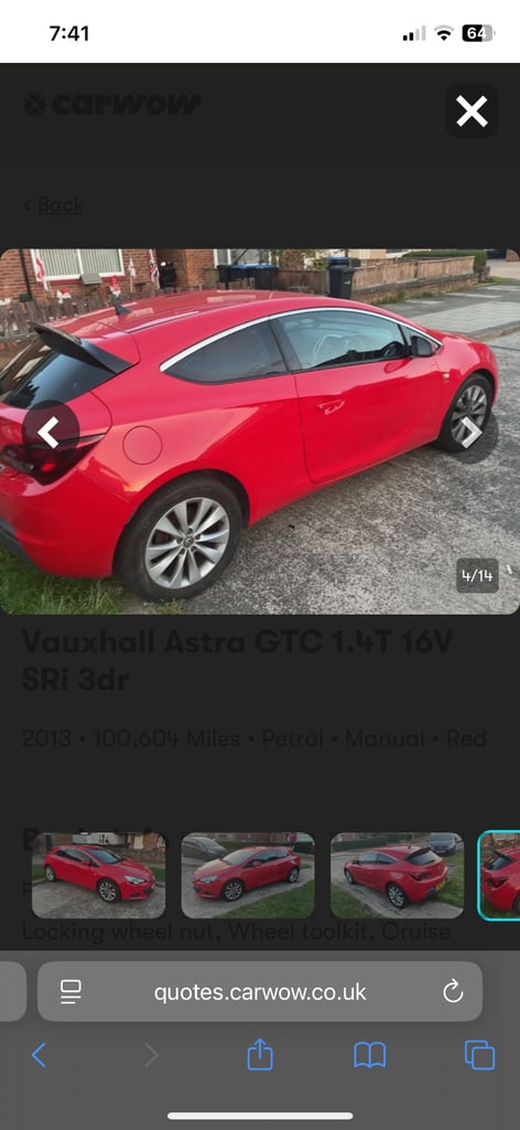 Vauxhall, ASTRA GTC, Hatchback, 2013, Manual, 1364 (cc), 3 doors