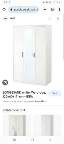 SONGESAND white, Wardrobe, 120x60x191 cm - IKEA