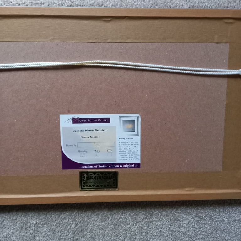 Framed signed print of train