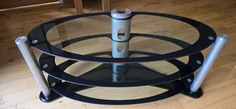 image for Glass tv unit with 3 shelves