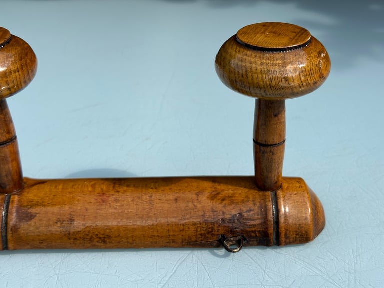 VINTAGE FRENCH FAUX BAMBOO COAT RACK, COAT HOOKS, HAT RACK, FOUR HOOK - L51.5cm - WILL POST!