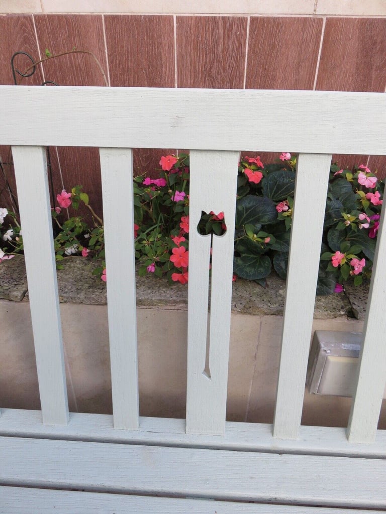 LARGE OUTDOOR GARDEN BENCH Restored And Waterproofed 88.5" Duck egg blue