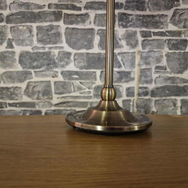 Tall Brass Effect Table Lamp with Patterned Shade