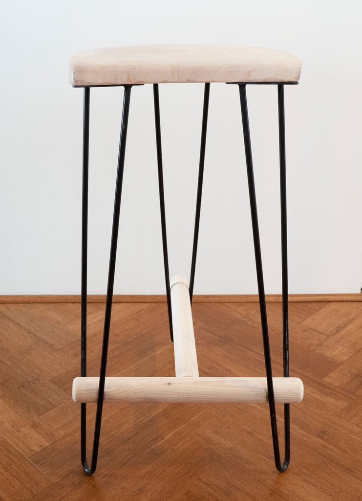 Hardwood bar stools w/ hairpin legs and footrest 