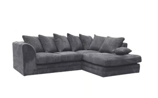 Brand New Dylan Jumbo Cord Fabric L-Shape Corner in Grey