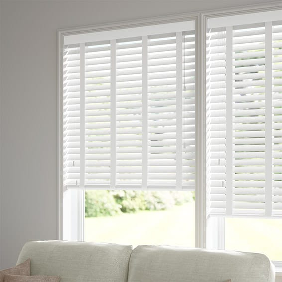 image for Ice White & White Faux Wood Blind