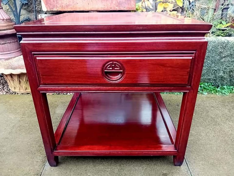 Pair of Heavy Chinese Solid Rosewood Side Tables