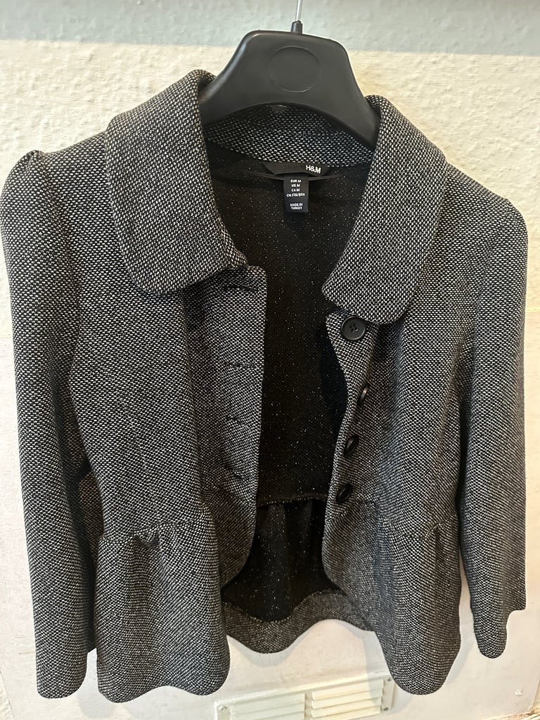 image for H&M Petite Size 10 Black & White Textured Jacke