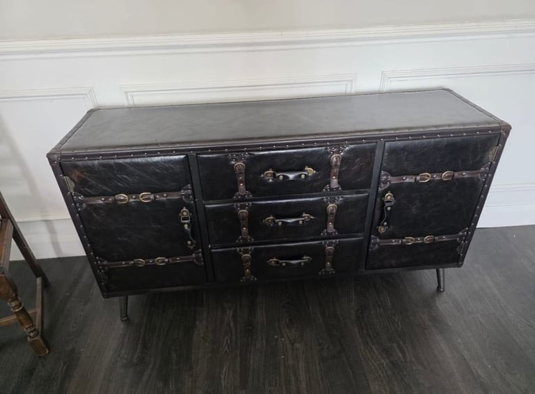 Genuine leather side table 
