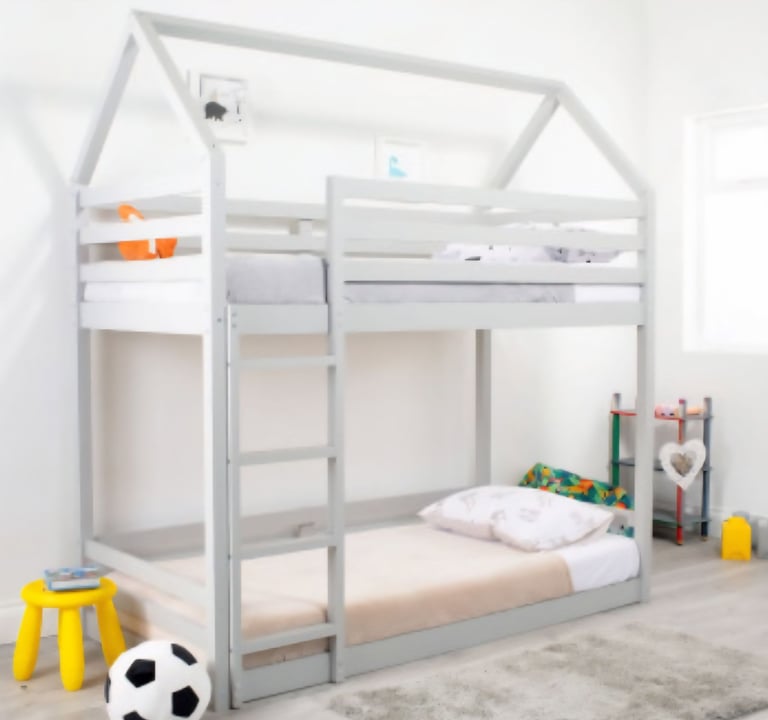 image for Used Grey bunk bed pitched roof