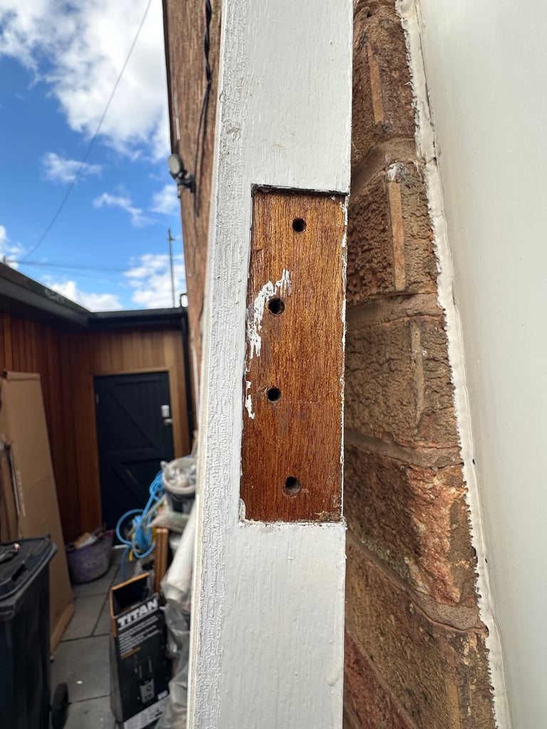 Heavy solid hardwood door.