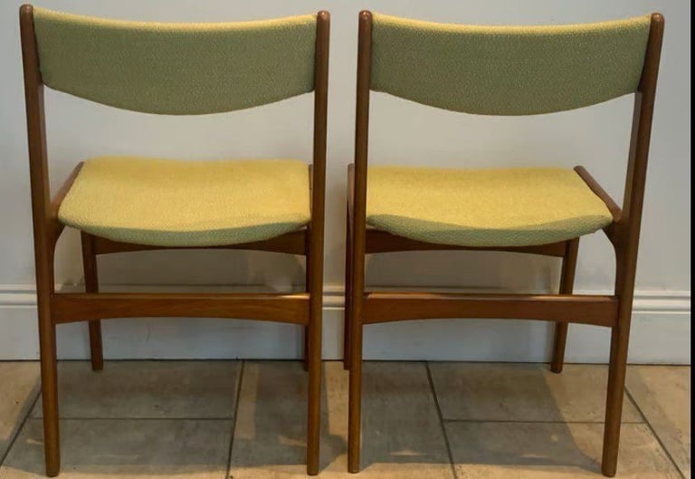 Mid Century Vintage Danish Pair of Chairs by Designer Erik Buch
