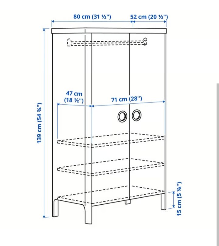 Children's IKEA wardrobe, labelled drawers and hangers 