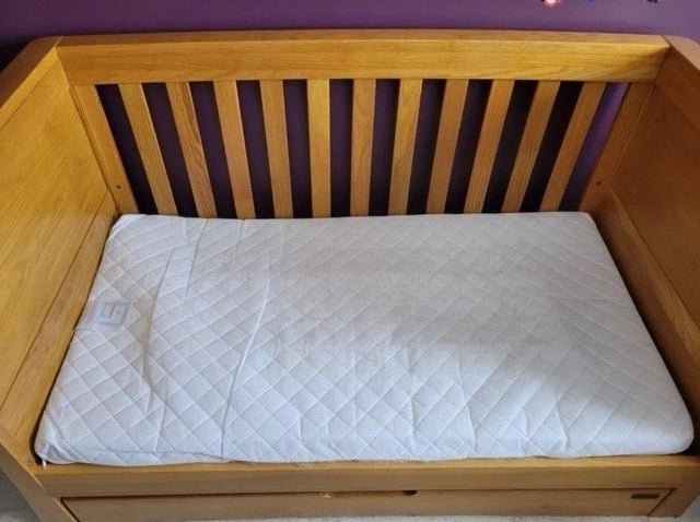 Mamas and Papas Ocean Solid Oak Cot Bed in Crystal Palace