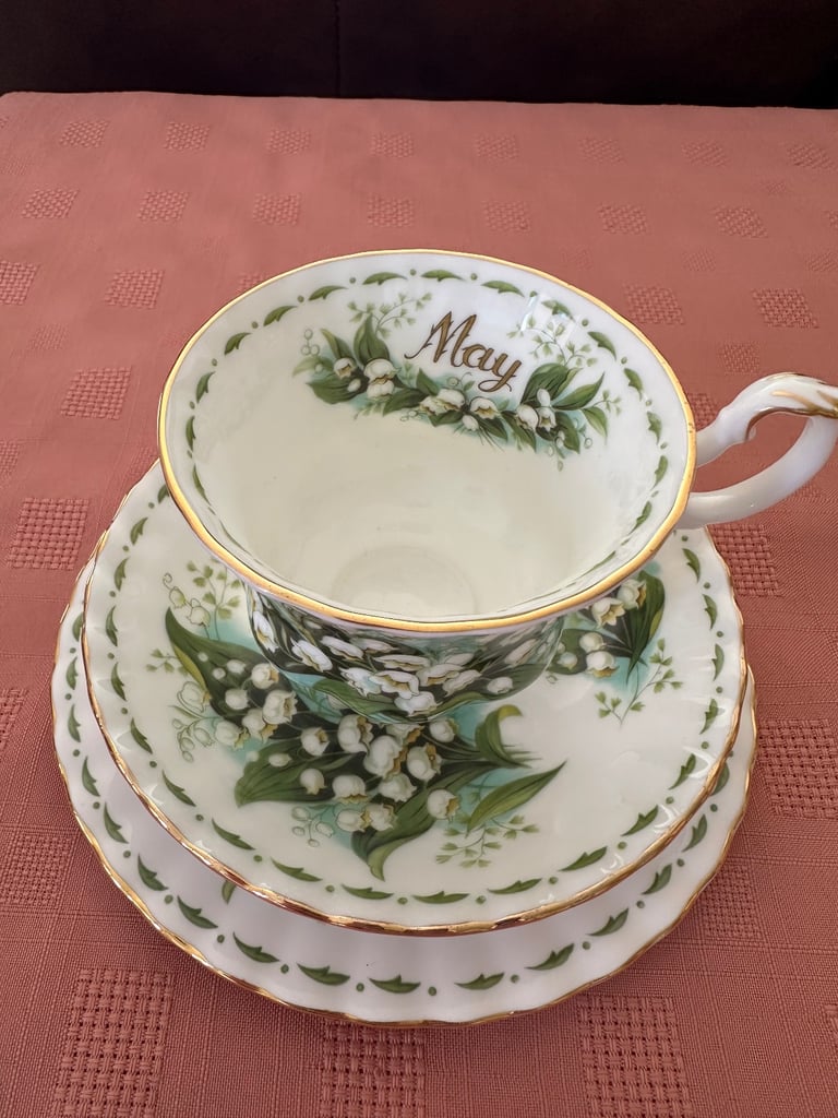 image for Royal Albert Flower of the Month May Lily of the Valley - Tea Cup Saucer Plate