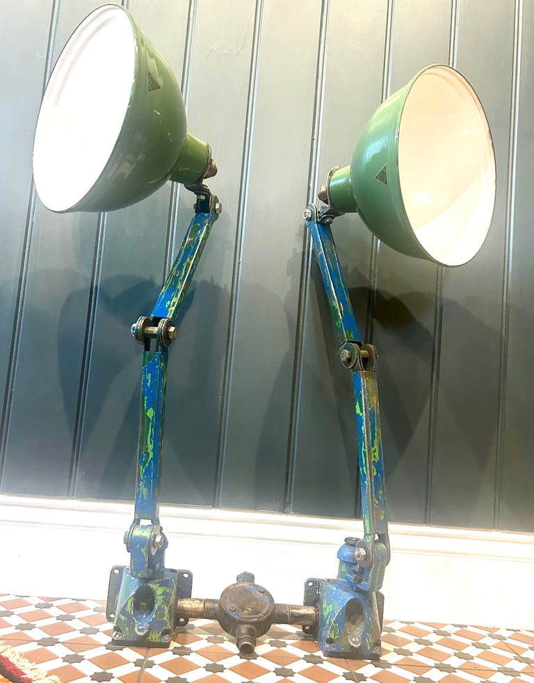 Green EDL industrial desk vintage lamp office factory retro antique light lighting factory table