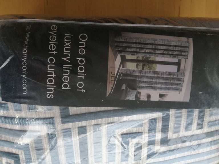 BNIB Teal curtains 132in x90 inch Delta Harry Corry 