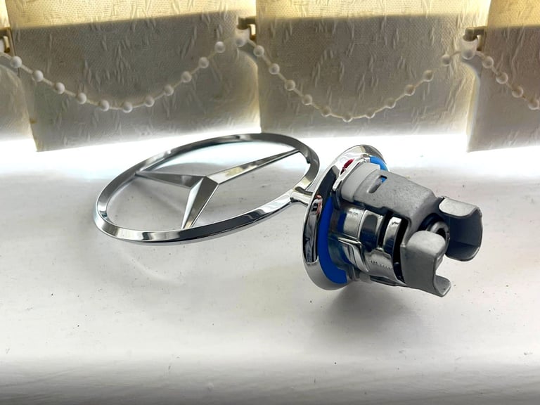 Mercedes Benz genuine raised hood star emblem chrome blue