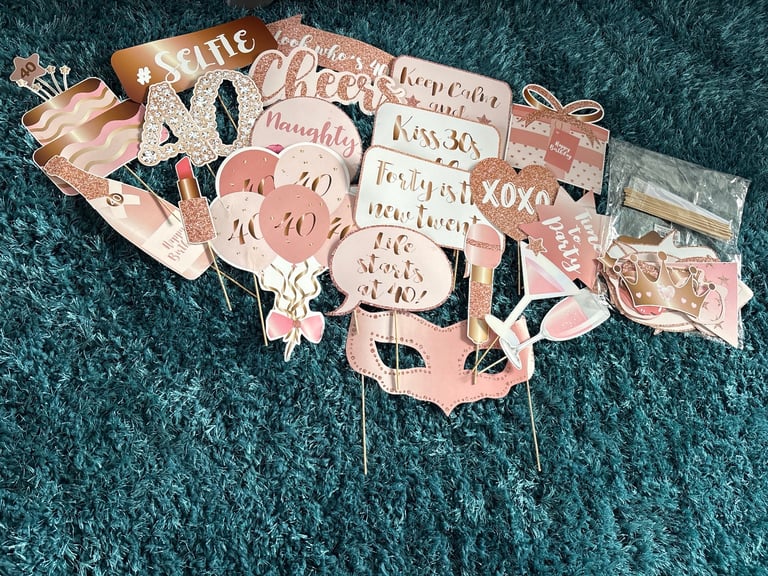 image for 40th birthday party accessories in rose gold 