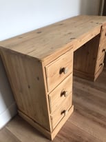 Beautiful Pine Desk with Deep Draws. Table.Heavy Solid Wood. (Pine) 