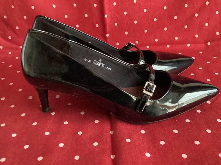 image for BLACK PATENT M & S Insolia Collection WIDE FIT SIZE 6 