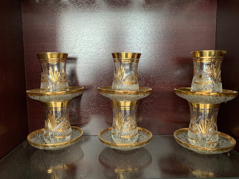 image for Small Tea glasses with plates