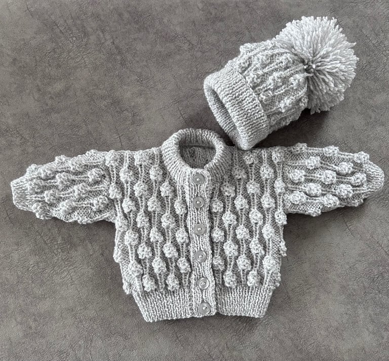 First size baby boy’s cardigan and hat set