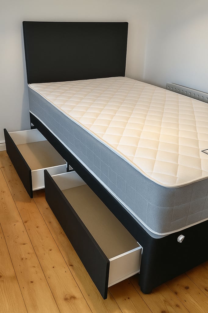 Premium Divan Bed Base with Optional Mattress and Storage Drawer Configuration