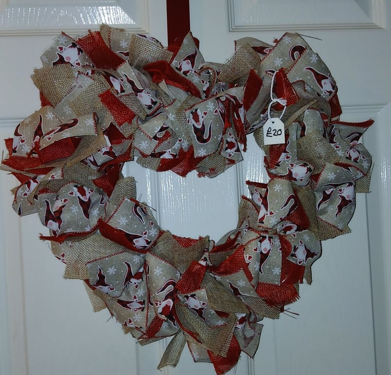 image for Christmas ribbon Gonk wreath heart shape - handmade