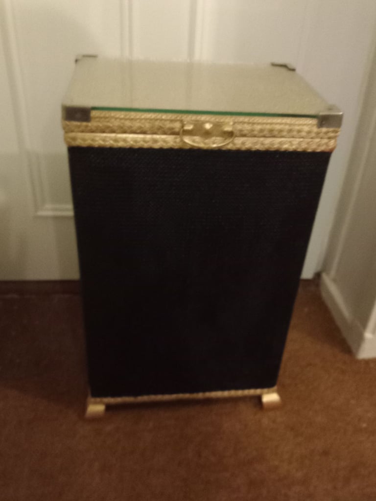 Upcycled vintage Lloyd Loom style small ottoman