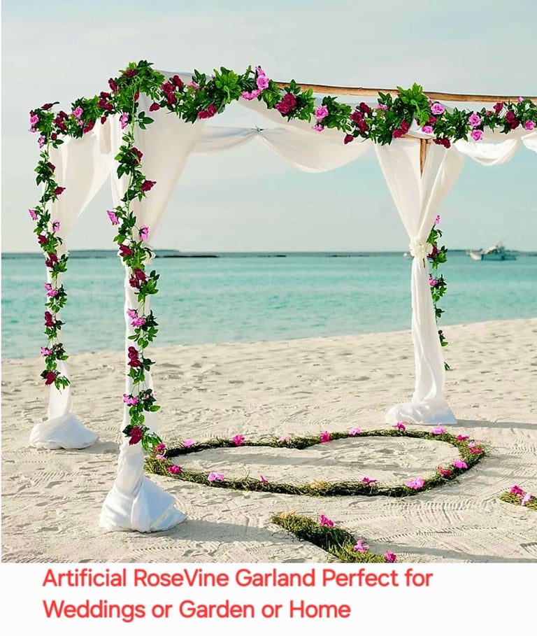 2Pcs Artifucal Flower RoseVine Garland Party Wedding Table Wall Decor Plum Decor