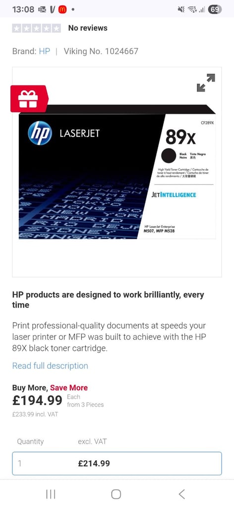 image for HP laserjet 89x black toner