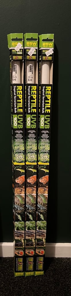 3 x Reptile Tropical Terrarium Bulb UVB100 25w 30”