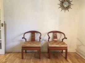 Chinese armchairs carvers by George zee 1950s midcentury vintage 