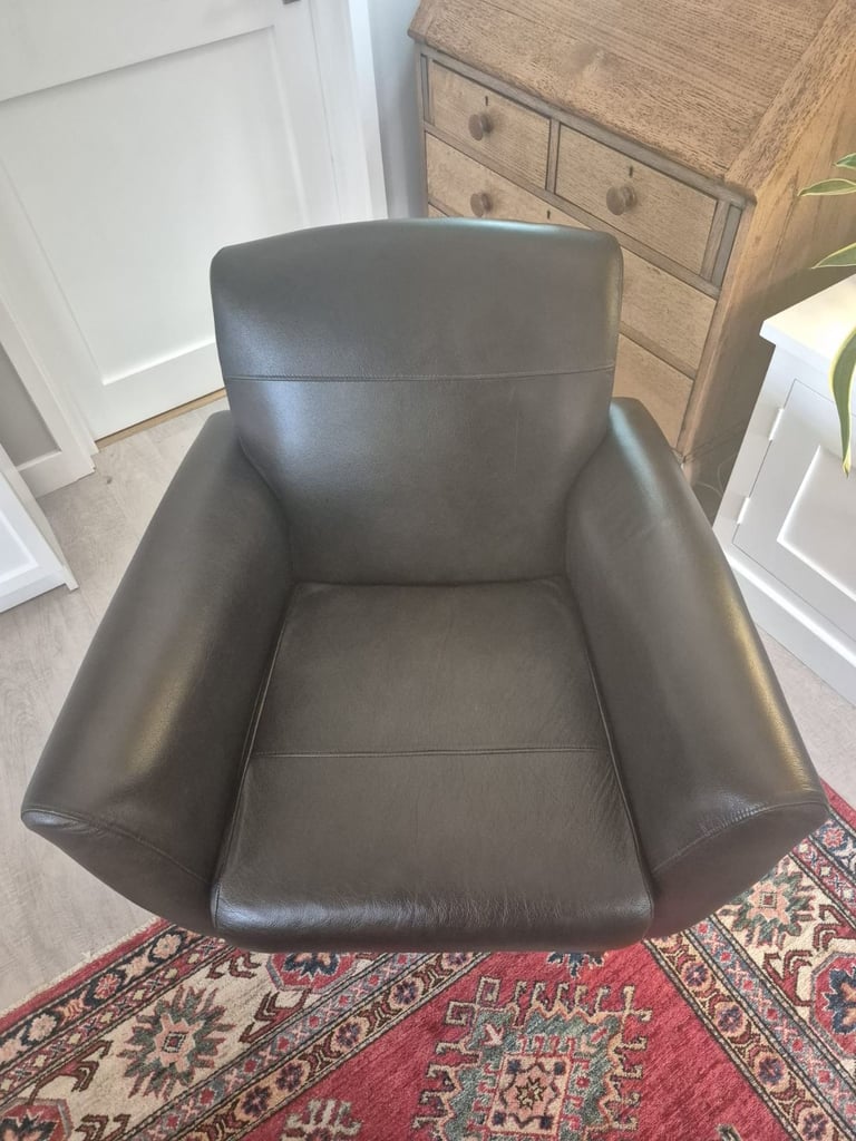 John Lewis Brown Leather Club Chair