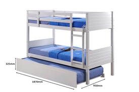 White Wooden Detachable Bunk Bed with Trundle bunk bed