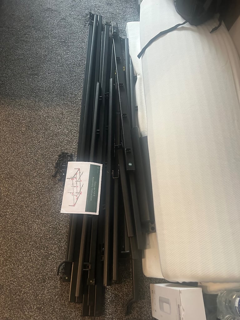 Double bed frame - black metal - all parts and instructions